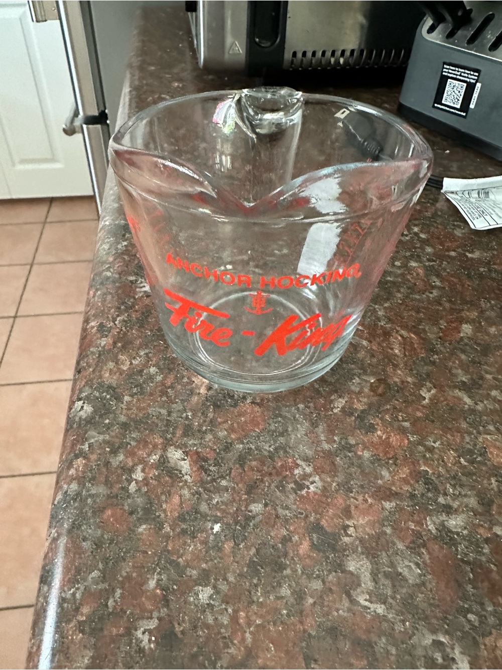 Anchor Hocking Clear Glass Vase with Red Script Logo